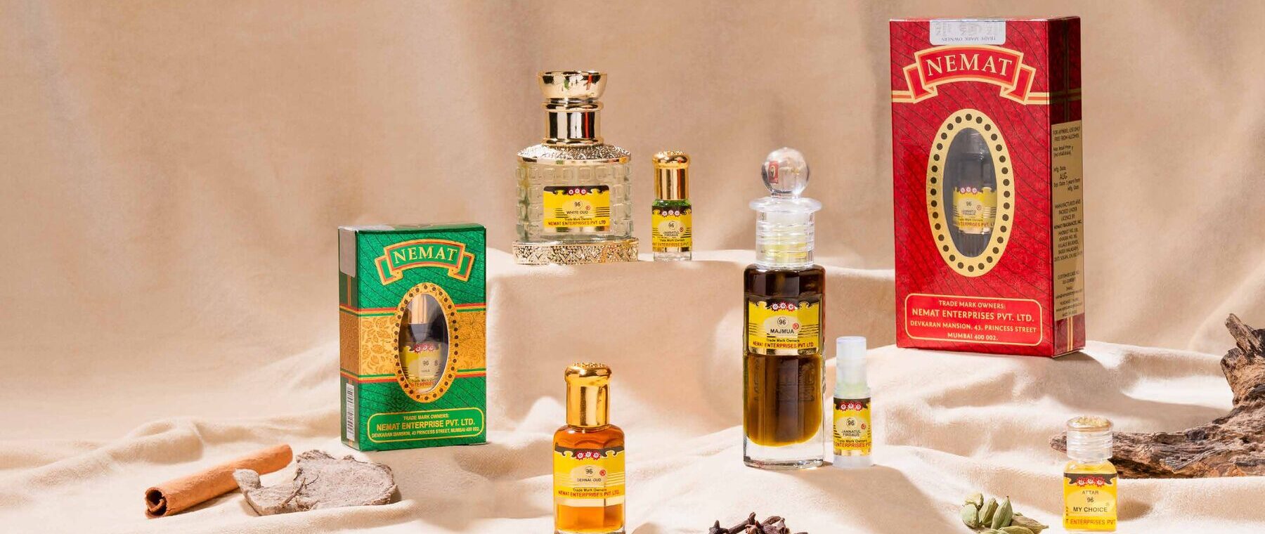 The House of Nemat range — attars, perfumes, roll-ons and gift boxes